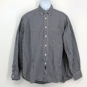 VTG 1997 Dockers Button Down Blue White Plaid Long Sleeve Shirt Men's Size XL